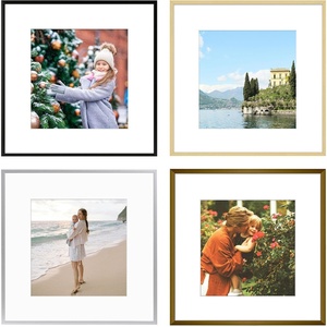 image:imageGolden State Art 12x12 Aluminum Picture Frame 4 Pack Metal Frames with Removable Mat for 8x8 Photos Artwork Prints Wall Mountable Black Bronze Gold Silver