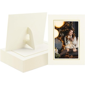 image:imageGolden State Art 25 Pack 4X6 Cardboard Photo Frame Paper Picture Frame Cards with Easel DIY Display Black Gold LiningIvory With Gold Lining