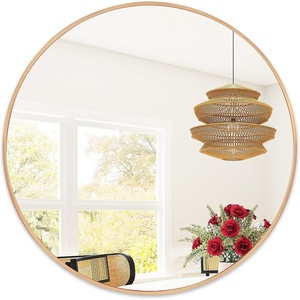 image:imageGolden State Art 36 Gold Round Mirror Aluminum Brass Framed Circle Wall Mounted Large Circular Vanity Hanging Mirror for Bathroom Entryway Living Room Bedroom Decor