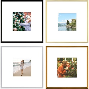 image:imageGolden State Art 8x8 Aluminum Picture Frame 4 Pack Metal Frames with Removable Mat for 4x4 Photos Artwork Prints Wall Mountable Black Bronze Gold Silver