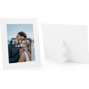 image:imageGolden State Art Pack Of 25 5X7 Paper Picture Frames With Easel Photo Frame Cards Diy Cardboard Black Silver LiningWhite