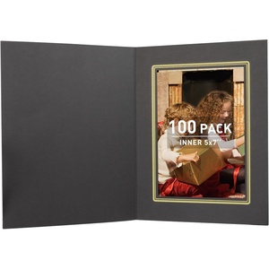 image:imageGolden State Art Pack of 100 5x7 Photo Folders Cardboard Picture Frame Paper Frame Cards GreetingsInvitation Special Events Graduation Christmas Black with Gold Lining