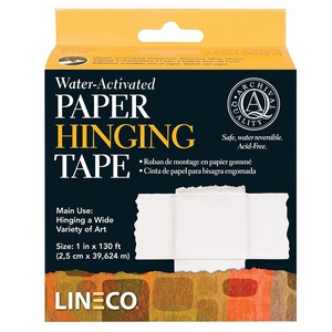 image:imageLineco Archival Paper Hinging Tape 1 Inch x 130 Feet Pack of 1  Water Activated AcidFree with Neutral pH for Hinging Art Photo MatboardPack of 1