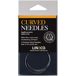 image:imageLineco Full Length 25 Inch Curved Sewing Needles 3 Needles Per Package  Use for Coptic Stitch Bookbinding Repairing and Making DIY Crafts Projects Journaling Scrapbooking Leather