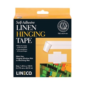 image:imageLineco SelfAdhesive Linen Hinging Tape White 125 Inch x 150 Feet  Neutral pH Acrylic Adhesive AcidFree for Hinging Matboards Mounting Conservation Framing Craft DIY