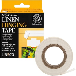 image:imageLineco SelfAdhesive Linen Hinging Tape White 125 Inch x 35 Feet  Neutral pH Acrylic Adhesive AcidFree Attaching Mats to Backboard Hinge Heavy ArtworkWhite 1 Pack
