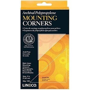image:imageLineco SelfAdhesive Polypropylene Mounting Corners 3 Inch 100 PCS  Archival Acid Free NonYellowing for Artwork Photos Scrapbooking DIY ClearSet of 2