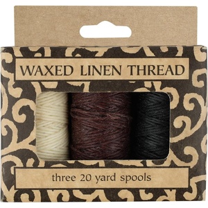 image:imageLineco Waxed Genuine Linen Thread 20 Yards Pack of 3 Spools Natural  Used for Sewing and Bookbinding Hand Stitched Leather Making Craft Booklets Journal DIYMulticolor