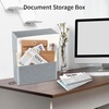 image:imageLineco Archival Document Storage Box 125 x 105 x 5 Gray  AcidFree 12 Letter Sized File Folders Included Organizer for Prints Photos PapersGray