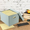 image:imageLineco Archival Storage Cartons 12x15x10 in Blue Gray Pack of 5  ReadyToAssemble Filing Boxes for Organizing and Storing Documents Prints or Photos AcidFree Buffered Corrugated Board12x15x10