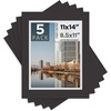 image:imageMat Board Center 5 Pack 11x14 Double Mat for 85x11 Photos Off WhiteGold  Off White Over Gold Double Mat Board Acid Free 8Ply Thickness White Core Bevel Cut for Photos amp Art FramingBlack Over Silver