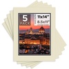 image:imageMat Board Center 5 Pack 11x14 Double Mat for 85x11 Photos Off WhiteGold  Off White Over Gold Double Mat Board Acid Free 8Ply Thickness White Core Bevel Cut for Photos amp Art FramingGray Over Black