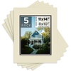 image:imageMat Board Center 5 Pack 11x14 Double Mat for 85x11 Photos Off WhiteGold  Off White Over Gold Double Mat Board Acid Free 8Ply Thickness White Core Bevel Cut for Photos amp Art FramingGray Over Black