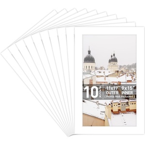 image:imageGolden State Art 10 Pack Acid Free 11X17 White Picture Frame Mats with White Core Bevel Cut for 9X15 Photos Pictures Prints