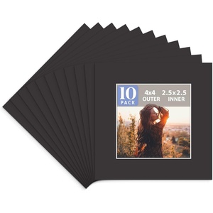 image:imageGolden State Art Pack of 10 8x8 for 4x4 White Picture Photo Mats  With 35x35 Opening for 4x4 Photos Prints Bevel Cut Acid Free White Core Frame MattesBlack