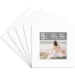 image:imageGolden State Art Pack of 5 White 12x12 Picture Mats for 8x8 Photos  Fits for 75x75 Openings White Core Bevel Cut Acid Free 4Ply Thickness Photo MatWhite