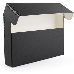 image:imageLineco Archival Document Storage Box Gray 155 x 105 x 5  LegalSized Metal Edge AcidFree Boxboard Case Organize Files Prints PhotosBlack