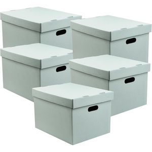 image:imageLineco Archival Storage Cartons 12x15x10 in Blue Gray Pack of 5  ReadyToAssemble Filing Boxes for Organizing and Storing Documents Prints or Photos AcidFree Buffered Corrugated Board12x15x10
