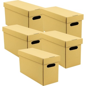 image:imageLineco Archival Storage Cartons AcidFree 12x15x10 in Tan Pack of 5  ReadyToAssemble Filing Boxes for Organizing and Storing Documents Prints or Photos Buffered Corrugated Board6x15x10