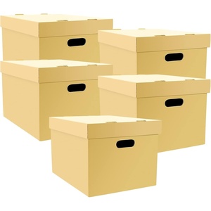 image:imageLineco Archival Storage Cartons AcidFree 12x15x10 in Tan Pack of 5  ReadyToAssemble Filing Boxes for Organizing and Storing Documents Prints or Photos Buffered Corrugated Board12x15x10
