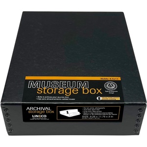 image:imageLineco Museum Archival Storage Box Drop Front 975x1275x3 in Gray  AcidFree with Metal Edge Preserves Picture Longevity Organize Photos Newspapers Prints Documents Crafts DIYSimple Black