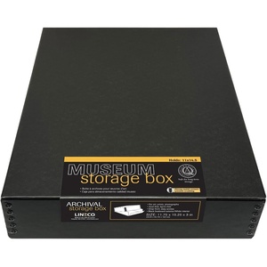 image:imageLineco Museum Archival Storage Box Drop Front 975x1275x3 in Gray  AcidFree with Metal Edge Preserves Picture Longevity Organize Photos Newspapers Prints Documents Crafts DIYClassic Black