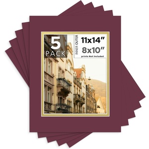 image:imageMat Board Center 5 Pack 11x14 Double Mat for 85x11 Photos Off WhiteGold  Off White Over Gold Double Mat Board Acid Free 8Ply Thickness White Core Bevel Cut for Photos amp Art FramingMaroon Over Gold