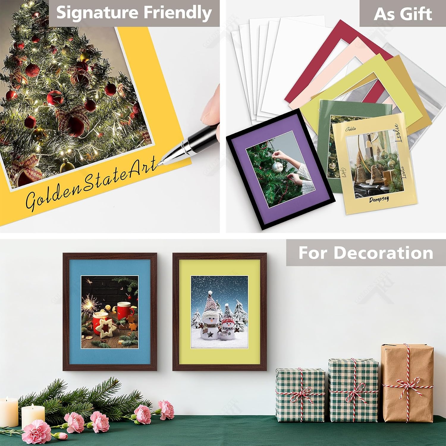 image:imageGolden State Art 20 Pack Mixed Color Photo Mats 11x14 for 8x10 Mats Only  AcidFree PreCut75x95 Opening 4Ply Bevel Cut White Core Photo Matte Matting11x14 Pack of 50 Mix Colors Complete Set