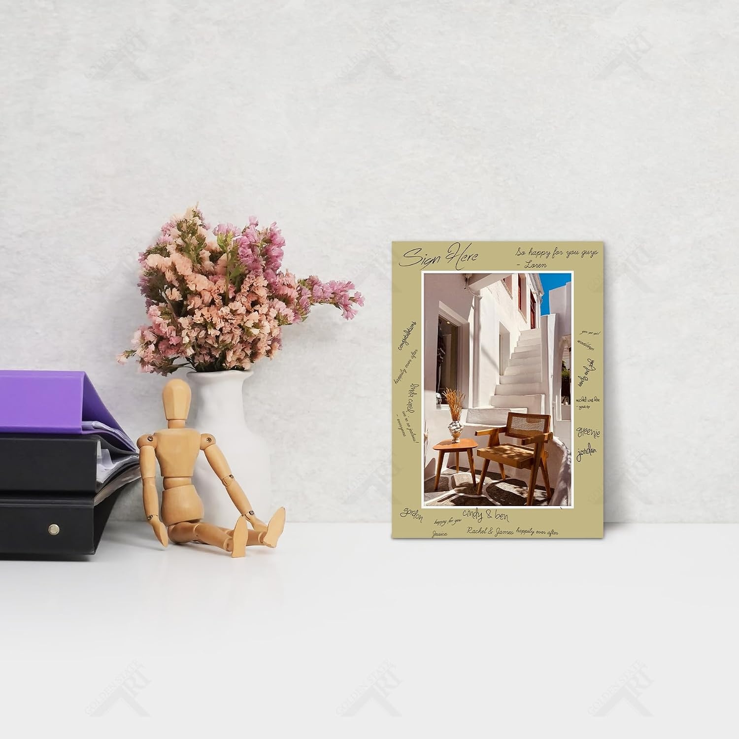 image:imageGolden State Art 25 Pack Mixed Color Picture Mats 5x7 for 4x6 Mats Only  AcidFree PreCut75x95 Opening 4Ply Bevel Cut White Core Photo Matte Matting in PremierMix Color Mats