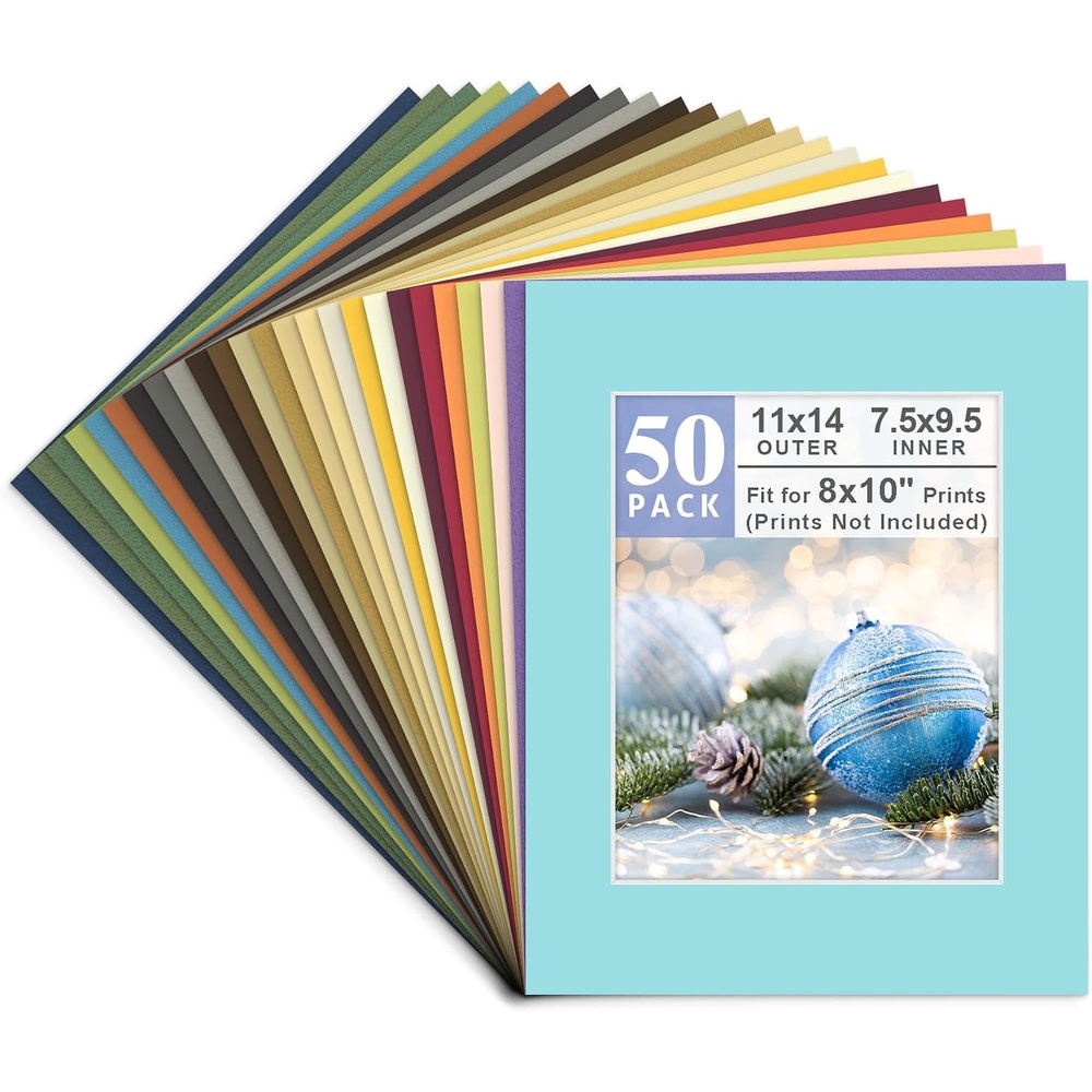 image:imageGolden State Art 20 Pack Mixed Color Photo Mats 11x14 for 8x10 Mats Only  AcidFree PreCut75x95 Opening 4Ply Bevel Cut White Core Photo Matte Matting11x14 Pack of 50 Mix Colors Mats