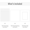 image:imageGolden State Art AcidFree PreCut 8x10 White Picture Mat Sets Includes Pack of 100 White Core Bevel Cut Mats for 5x7 Photos 100 Backing Boards and 100 Crystal Clear Plastic Sleeves Bags