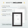 image:imagePack of 100 5x7 BLACK Picture Mats Mattes with White Core Bevel Cut for 4x6 Photo  Back  Bags  Acid Free Mattes with White Core Bevel Cut for 4x6 Photos  35x55 Opening Size Full Mat SetsBlack