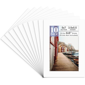 image:imageGolden State Art 10 Pack 8x10 White Picture Mat for 5x7 Photos  White Core Bevel Edge Acid Free 4ply Thick Framing Picture MatsClassic White