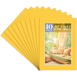 image:imageGolden State Art 10 Pack AcidFree Picture Mat 11x14 for 8x10 China Red  Colored Photo Mat PreCut 75x95 Opening 4Ply Thick White Core Bevel Cut Great for Frames Artwork Prints PicturesDeep Yellow