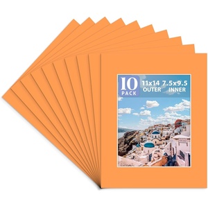 image:imageGolden State Art 10 Pack AcidFree Picture Mat 11x14 for 8x10 China Red  Colored Photo Mat PreCut 75x95 Opening 4Ply Thick White Core Bevel Cut Great for Frames Artwork Prints PicturesOrange