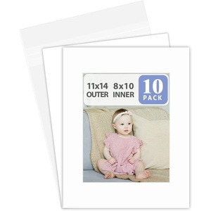 image:imageGolden State Art 10 Pack White Picture Mat 11x14 For 8x10 with BakcingBags  AcidFree PreCut 4PlyBevel Cut White Core 75x95 Opening for 8x10 PrintPhotosPictures and Artwork11 x 14 10Pack Complete Set