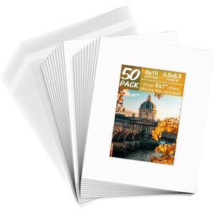 image:imageGolden State Art 20 Pack 8x10 White Picture Mats for 5x7 Pictures  Acid Free White Core Bevel Cut Picture Matting with 45 x 65 Opening for 5x7 Photos50 Set Combo 8x10