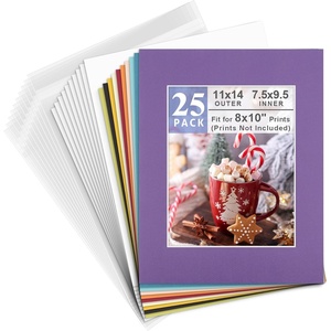 image:imageGolden State Art 20 Pack Mixed Color Photo Mats 11x14 for 8x10 Mats Only  AcidFree PreCut75x95 Opening 4Ply Bevel Cut White Core Photo Matte Matting11x14 Pack of 25 Mix Colors Complete Set