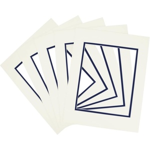 image:imageGolden State Art 5 Pack Double mat 11x14 for 8x10 Photo Black Over Black  AcidFree PreCutMat 75x95 Opening White Core Bevel Cut 8 Ply Double Mat adds elegant depth to framed photos and artworkIvory Turret Over Dignity Blue