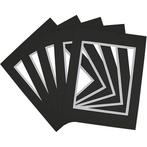 image:imageGolden State Art 5 Pack Double mat 11x14 for 8x10 Photo Black Over Black  AcidFree PreCutMat 75x95 Opening White Core Bevel Cut 8 Ply Double Mat adds elegant depth to framed photos and artworkBlack Over Silver