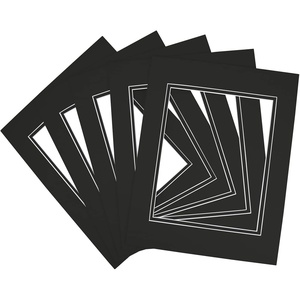 image:imageGolden State Art 5 Pack Double mat 11x14 for 8x10 Photo Black Over Black  AcidFree PreCutMat 75x95 Opening White Core Bevel Cut 8 Ply Double Mat adds elegant depth to framed photos and artworkBlack Over Black
