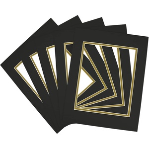 image:imageGolden State Art 5 Pack Double mat 11x14 for 8x10 Photo Black Over Black  AcidFree PreCutMat 75x95 Opening White Core Bevel Cut 8 Ply Double Mat adds elegant depth to framed photos and artworkBlack Over Old Gold