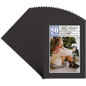 image:imageGolden State Art 50 Pack AcidFree Black 5x7 Picture Mat for 4x6 Photo  AcidFree PreCut 35x55 Opening 4Ply Bevel Cut Matte  White Core For 4x6 PrintsPictures and Artwork5x7 Pack of 50
