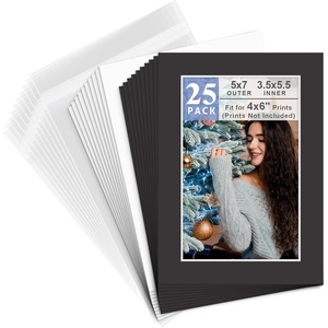 image:imageGolden State Art 50 Pack AcidFree Black 5x7 Picture Mat for 4x6 Photo  AcidFree PreCut 35x55 Opening 4Ply Bevel Cut Matte  White Core For 4x6 PrintsPictures and Artwork5 x 7 25Pack Complete Set