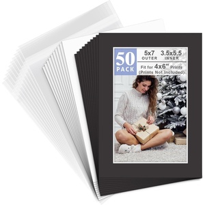 image:imageGolden State Art 50 Pack AcidFree Black 5x7 Picture Mat for 4x6 Photo  AcidFree PreCut 35x55 Opening 4Ply Bevel Cut Matte  White Core For 4x6 PrintsPictures and Artwork5 x 7 50Pack Complete Set