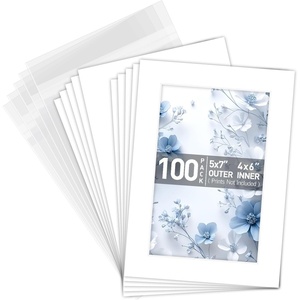 image:imageGolden State Art 50 Pack AcidFree White 5x7 Picture Mat for 4x6 Photo  AcidFreePreCut4Ply Bevel Cut With White Core For 4x6 PhotosPicturesPrintArtwork5x7 100Pack Full Set