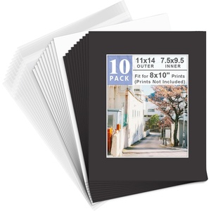 image:imageGolden State Art 50 Pack Black 11x14 Picture Mat for 8x10 PhotoBackingBag  AcidFree PreCut Mats with 75x95 Opening for 8x10 Prints White Core Bevel Cut Frame Mattes SetsComplete Set 11x14 for 8x10