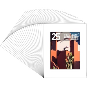 image:imageGolden State Art Acid Free Pack of 25 11x14 White Mats Mattes with Black Core Bevel Cut for 8x10 Photo