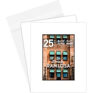 image:imageGolden State Art Pack of 258x10 BlackCore White Mats for 5x7 Pictures  Includes Backing Boards  Clear Bags  AcidFree Bevel Cut  Great for Weddings Engagements Graduations