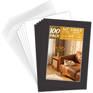 image:imagePack of 100 5x7 BLACK Picture Mats Mattes with White Core Bevel Cut for 4x6 Photo  Back  Bags  Acid Free Mattes with White Core Bevel Cut for 4x6 Photos  35x55 Opening Size Full Mat SetsBlack